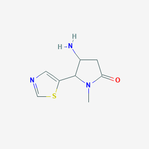 molecular formula C8H11N3OS B13280716 4-Amino-1-methyl-5-(1,3-thiazol-5-yl)pyrrolidin-2-one 