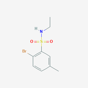 molecular formula C9H12BrNO2S B13280736 2-Bromo-N-ethyl-5-methylbenzene-1-sulfonamide 
