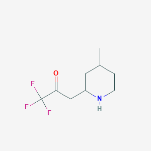 molecular formula C9H14F3NO B13280762 1,1,1-Trifluoro-3-(4-methylpiperidin-2-yl)propan-2-one 