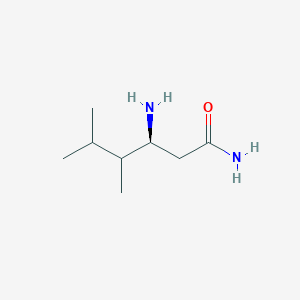 molecular formula C8H18N2O B13280770 (3S)-3-Amino-4,5-dimethylhexanamide 
