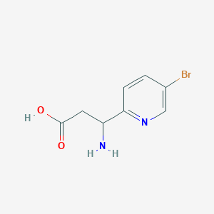 molecular formula C8H9BrN2O2 B13280796 3-Amino-3-(5-bromopyridin-2-yl)propanoic acid 