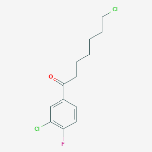 molecular formula C13H15Cl2FO B1328080 7-Chloro-1-(3-chloro-4-fluorophenyl)-1-oxoheptane CAS No. 898761-21-2