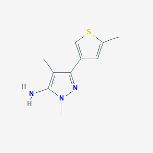 molecular formula C10H13N3S B13280825 1,4-Dimethyl-3-(5-methylthiophen-3-yl)-1H-pyrazol-5-amine 