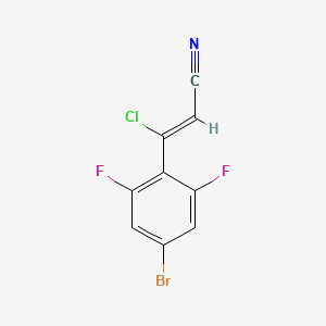 molecular formula C9H3BrClF2N B13280833 3-(4-Bromo-2,6-difluorophenyl)-3-chloroprop-2-enenitrile 