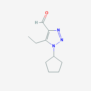molecular formula C10H15N3O B13280853 1-Cyclopentyl-5-ethyl-1H-1,2,3-triazole-4-carbaldehyde 