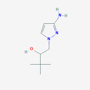 molecular formula C9H17N3O B13280906 1-(3-Amino-1H-pyrazol-1-yl)-3,3-dimethylbutan-2-ol 