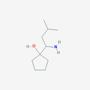 molecular formula C10H21NO B13280917 1-(1-Amino-3-methylbutyl)cyclopentan-1-ol 