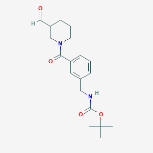 molecular formula C19H26N2O4 B13280944 tert-Butyl N-{[3-(3-formylpiperidine-1-carbonyl)phenyl]methyl}carbamate 