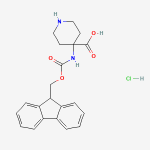 molecular formula C21H23ClN2O4 B1328103 4-(Fmoc-amino)-4-piperidinecarboxylic acid hydrochloride CAS No. 368866-09-5
