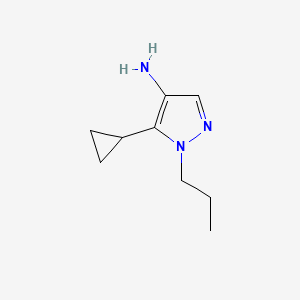 molecular formula C9H15N3 B13281080 5-Cyclopropyl-1-propyl-1H-pyrazol-4-amine 