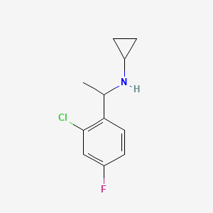 molecular formula C11H13ClFN B13281108 N-[1-(2-chloro-4-fluorophenyl)ethyl]cyclopropanamine 
