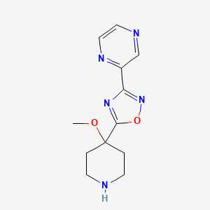 molecular formula C12H15N5O2 B13281134 2-[5-(4-Methoxypiperidin-4-yl)-1,2,4-oxadiazol-3-yl]pyrazine 