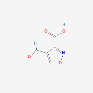 molecular formula C5H3NO4 B13281156 4-Formyl-1,2-oxazole-3-carboxylic acid 