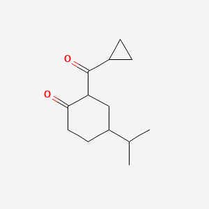 molecular formula C13H20O2 B13281172 2-Cyclopropanecarbonyl-4-(propan-2-YL)cyclohexan-1-one 