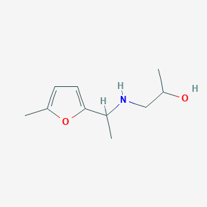 molecular formula C10H17NO2 B13281185 1-{[1-(5-Methylfuran-2-yl)ethyl]amino}propan-2-ol 