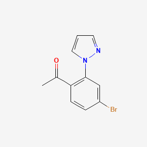 molecular formula C11H9BrN2O B13281308 1-[4-Bromo-2-(1H-pyrazol-1-YL)phenyl]ethan-1-one 