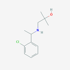 molecular formula C12H18ClNO B13281374 1-{[1-(2-Chlorophenyl)ethyl]amino}-2-methylpropan-2-ol 
