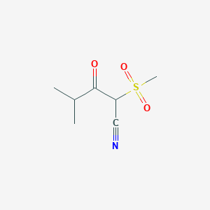 molecular formula C7H11NO3S B13281408 2-Methanesulfonyl-4-methyl-3-oxopentanenitrile 
