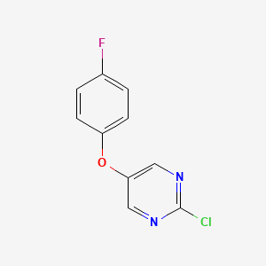 molecular formula C10H6ClFN2O B13281494 2-Chloro-5-(4-fluorophenoxy)pyrimidine 