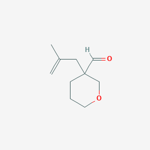 molecular formula C10H16O2 B13281517 3-(2-Methylprop-2-en-1-yl)oxane-3-carbaldehyde 
