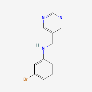 molecular formula C11H10BrN3 B13281542 3-bromo-N-(pyrimidin-5-ylmethyl)aniline 