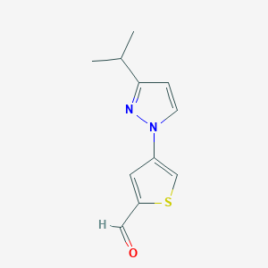 molecular formula C11H12N2OS B13281550 4-[3-(Propan-2-YL)-1H-pyrazol-1-YL]thiophene-2-carbaldehyde 