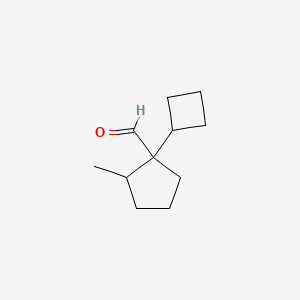 molecular formula C11H18O B13281557 1-Cyclobutyl-2-methylcyclopentane-1-carbaldehyde 