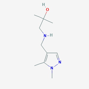 molecular formula C10H19N3O B13281578 1-{[(1,5-dimethyl-1H-pyrazol-4-yl)methyl]amino}-2-methylpropan-2-ol 