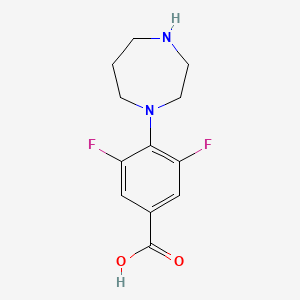 molecular formula C12H14F2N2O2 B13281583 4-(1,4-Diazepan-1-yl)-3,5-difluorobenzoic acid 