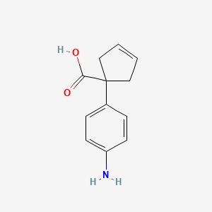 molecular formula C12H13NO2 B13281592 1-(4-Aminophenyl)cyclopent-3-ene-1-carboxylic acid 