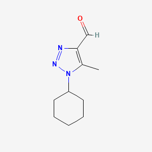 molecular formula C10H15N3O B13281600 1-Cyclohexyl-5-methyl-1H-1,2,3-triazole-4-carbaldehyde 