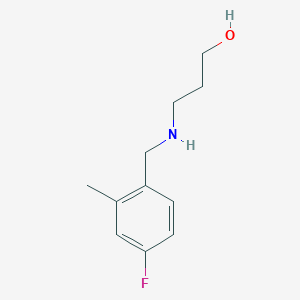 molecular formula C11H16FNO B13281608 3-{[(4-Fluoro-2-methylphenyl)methyl]amino}propan-1-ol 
