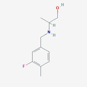 molecular formula C11H16FNO B13281618 2-{[(3-Fluoro-4-methylphenyl)methyl]amino}propan-1-ol 