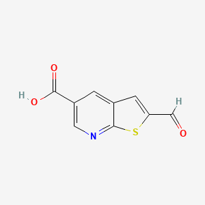 molecular formula C9H5NO3S B13281660 2-Formylthieno[2,3-B]pyridine-5-carboxylic acid 