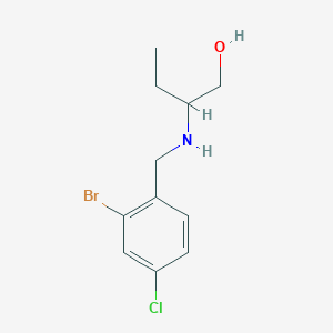 molecular formula C11H15BrClNO B13281683 2-{[(2-Bromo-4-chlorophenyl)methyl]amino}butan-1-ol 