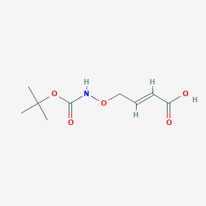 molecular formula C9H15NO5 B13281698 4-({[(Tert-butoxy)carbonyl]amino}oxy)but-2-enoic acid 