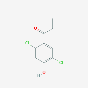 molecular formula C9H8Cl2O2 B13281724 1-(2,5-Dichloro-4-hydroxyphenyl)propan-1-one 