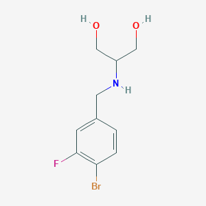 molecular formula C10H13BrFNO2 B13281741 2-{[(4-Bromo-3-fluorophenyl)methyl]amino}propane-1,3-diol 