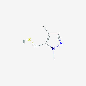 molecular formula C6H10N2S B13281778 (1,4-Dimethyl-1H-pyrazol-5-yl)methanethiol 