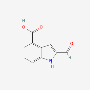 molecular formula C10H7NO3 B13281825 2-formyl-1H-indole-4-carboxylic acid 
