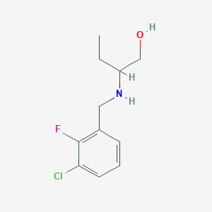 molecular formula C11H15ClFNO B13281842 2-{[(3-Chloro-2-fluorophenyl)methyl]amino}butan-1-ol 