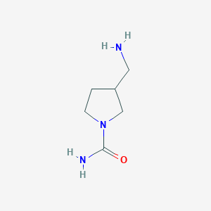 molecular formula C6H13N3O B13281843 3-(Aminomethyl)pyrrolidine-1-carboxamide 