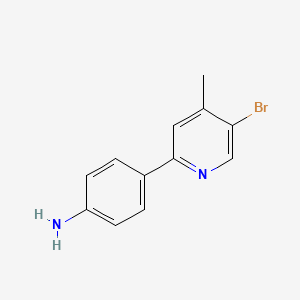 molecular formula C12H11BrN2 B13281856 4-(5-Bromo-4-methylpyridin-2-yl)aniline 