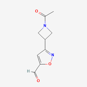 molecular formula C9H10N2O3 B13281884 3-(1-Acetylazetidin-3-yl)-1,2-oxazole-5-carbaldehyde 