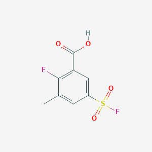 molecular formula C8H6F2O4S B13281891 2-Fluoro-5-(fluorosulfonyl)-3-methylbenzoic acid 