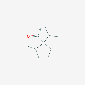 molecular formula C10H18O B13281918 2-Methyl-1-(propan-2-yl)cyclopentane-1-carbaldehyde 