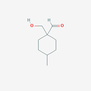 molecular formula C9H16O2 B13281953 1-(Hydroxymethyl)-4-methylcyclohexane-1-carbaldehyde 