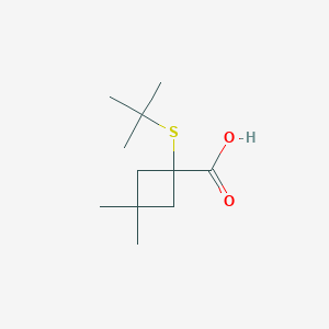 molecular formula C11H20O2S B13281974 1-(Tert-butylsulfanyl)-3,3-dimethylcyclobutane-1-carboxylic acid 