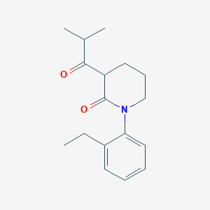 molecular formula C17H23NO2 B13282056 1-(2-Ethylphenyl)-3-(2-methylpropanoyl)piperidin-2-one 