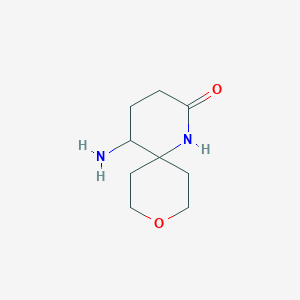 molecular formula C9H16N2O2 B13282087 5-Amino-9-oxa-1-azaspiro[5.5]undecan-2-one 